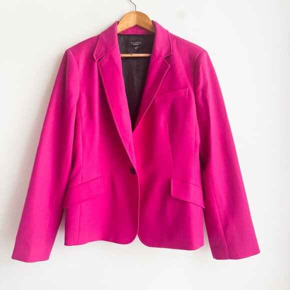 Talbots Magenta Pink One Button Wool Blend Blazer M/L - Picture 1 of 5